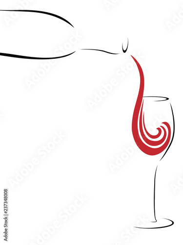 Abstract stylized glass of wine being poured