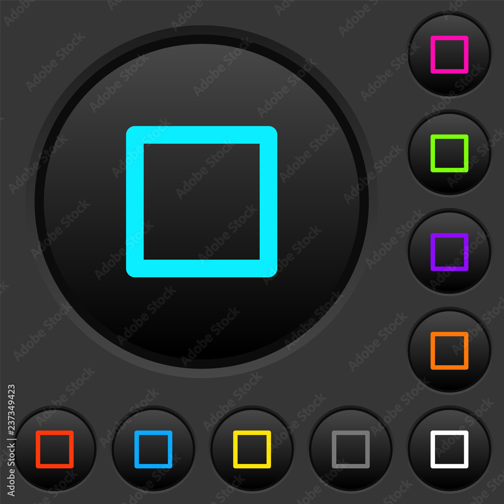 Media stop dark push buttons with color icons Media stop dark push buttons with color icons