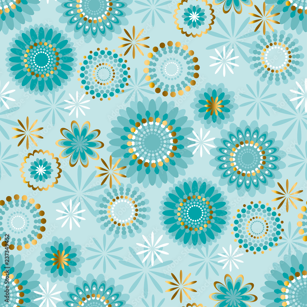 Luxury floral style snowflakes seamless pattern
