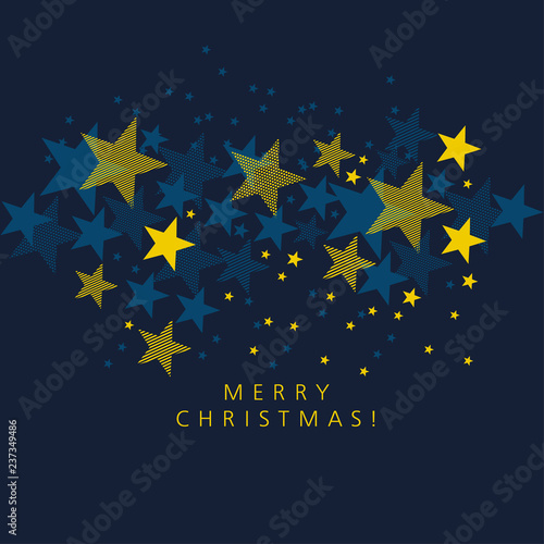 Geometric yellow star on deep blue background
