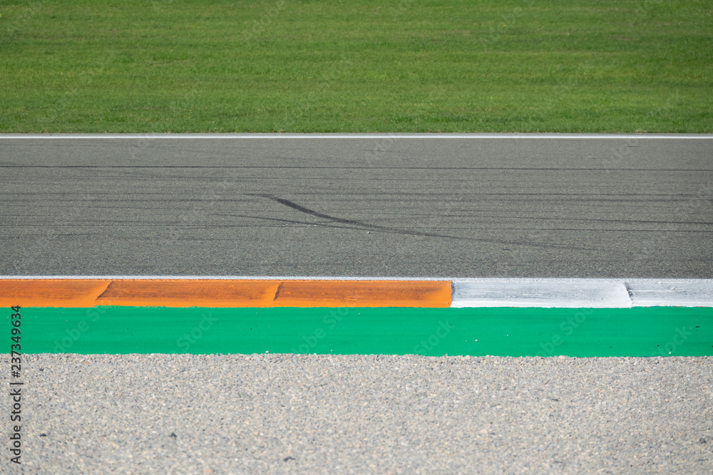 Fototapeta premium Race circuit straight road detailed view with pattern colors