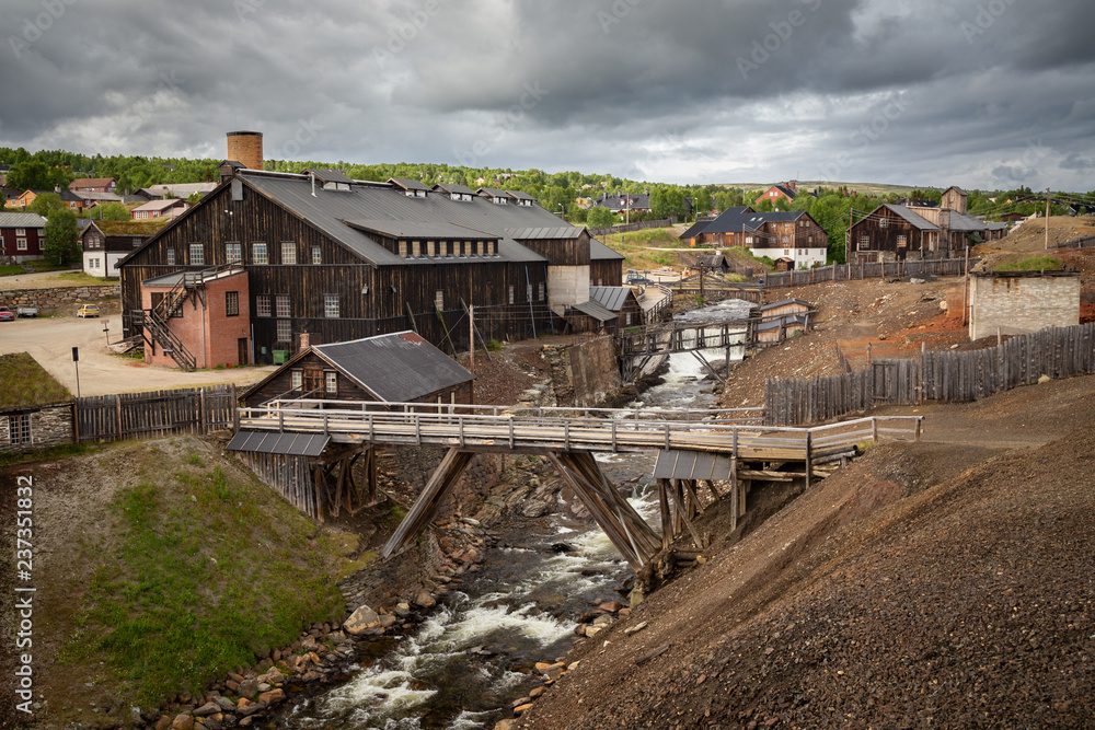 Smelting house and river Hyttelva in mining town Roros.