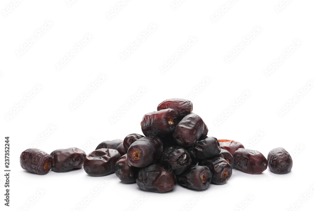 Fresh dates isolated on white background, sweet fruit Fresh dates isolated on white background, sweet fruit