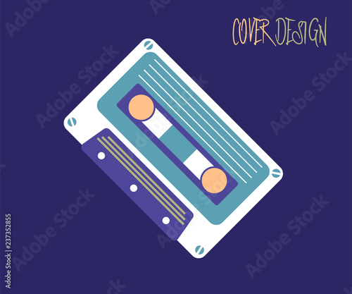 Vector beta tape and cassette box old graphic in 80s style. Awesome super video hits. VHS effect. 80's and 90's style. Retro vintage cover