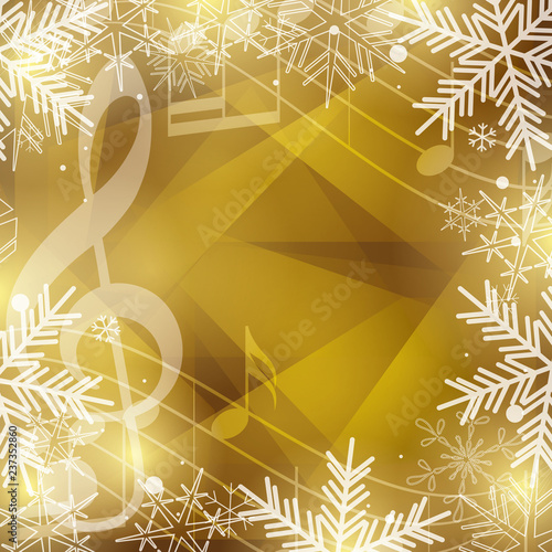 Canvas Print gold vector background with music notes and snowflakes for christmas holidays