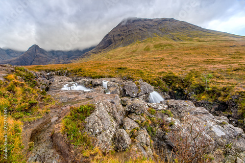 Water flows at the Fairy pools at Isle of Skye 