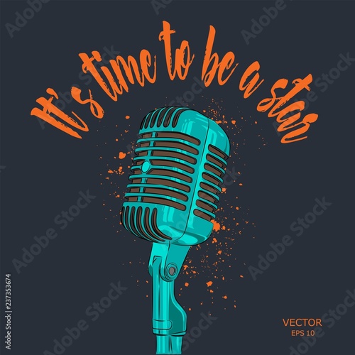 The image of the microphone. Vector illustration.