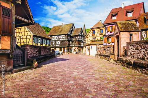 Picturesque street in Kaysersberg, Alsace, France photo