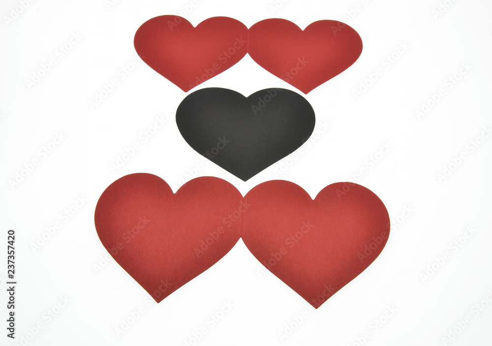 red hearts on a white background