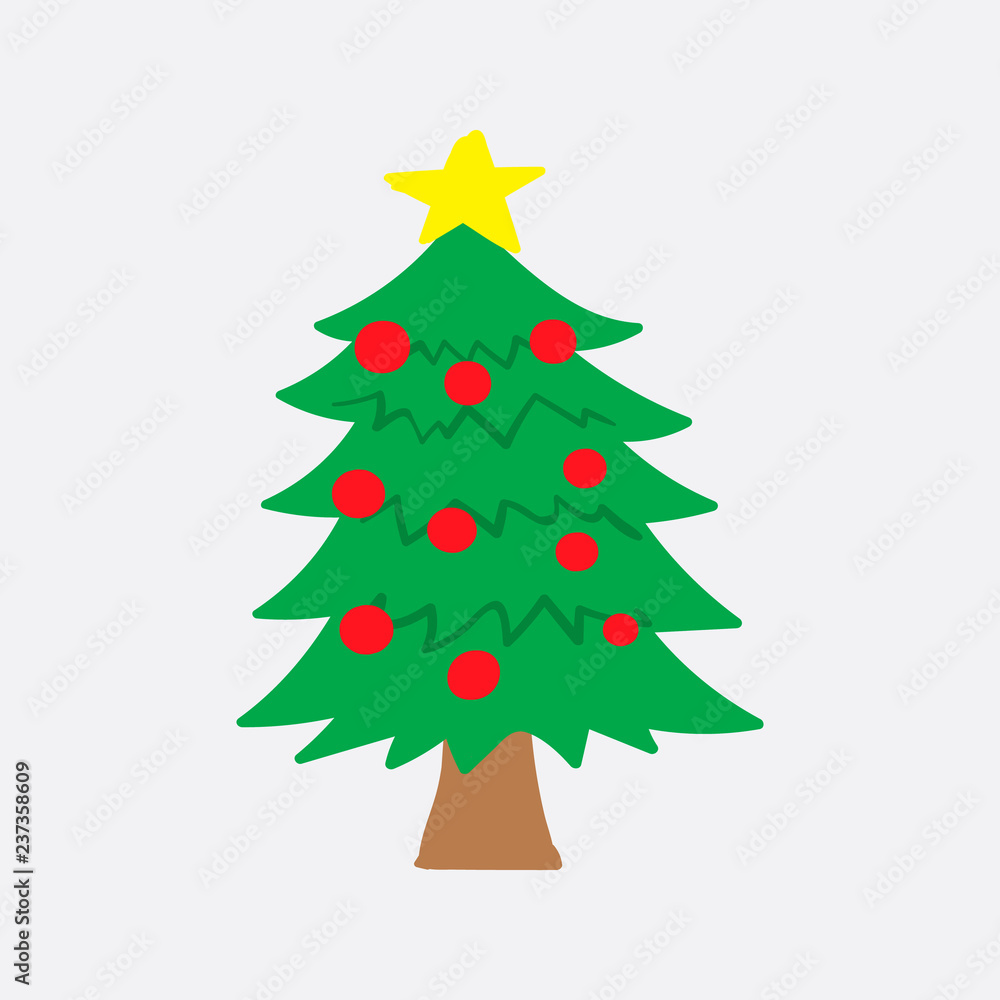 Obraz premium christmas tree doodle vector