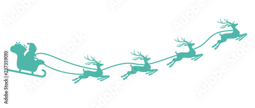 Santa Claus with sled and reindeers