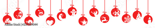 collection of hanging baubles with christmas icons