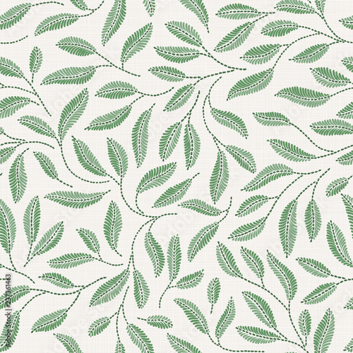  Embroidery floral seamless pattern on linen cloth texture