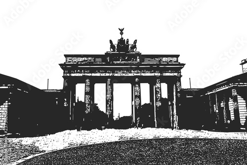 Brandenburg Gates. Berlin. Vintage hand drawn sketch