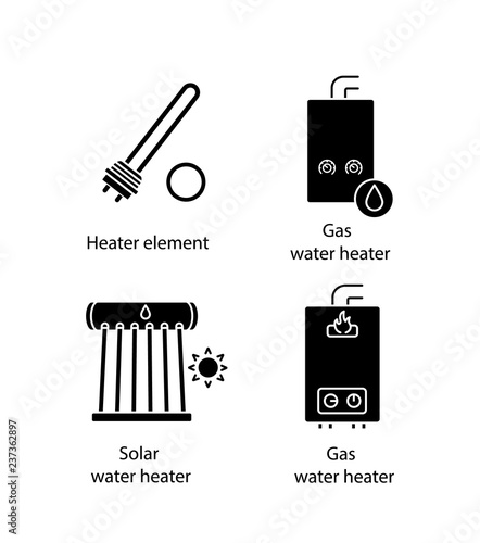 Heating glyph icons set