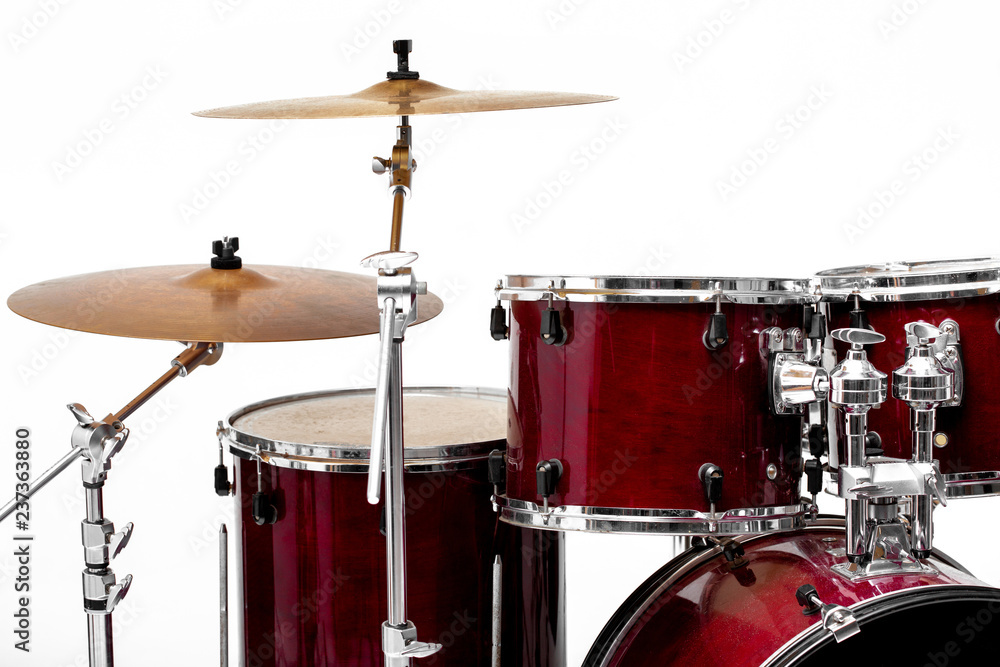 Obraz premium drum set on white background. musical instruments