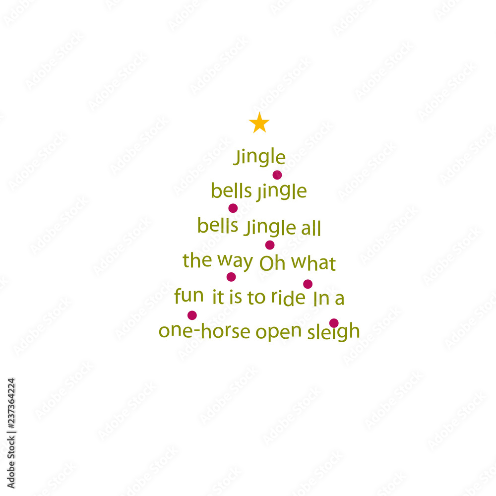 Jingle bells. Christmas carol tree. Christmas card. Jingle bells. Christmas carol tree. Christmas card.