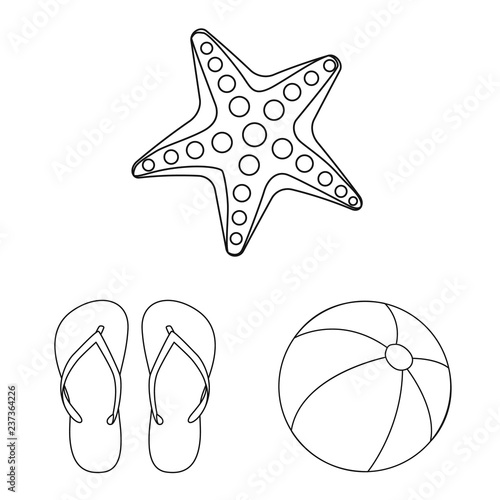 Vector design of equipment and swimming sign. Set of equipment and activity vector icon for stock.