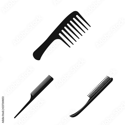 Isolated object of brush and hair sign. Collection of brush and hairbrush stock symbol for web.