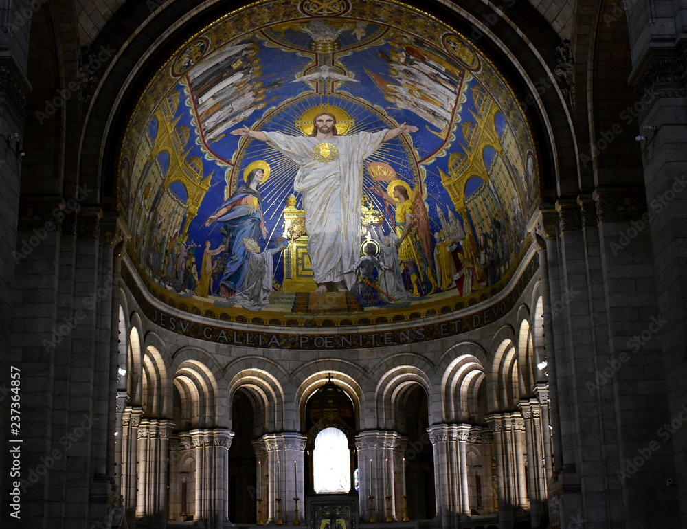 Basilique du Sacre Coeur, interior. Montmartre, Paris, France.