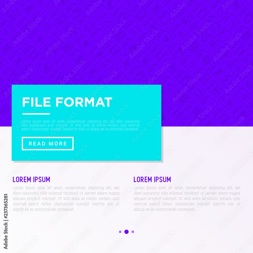 Fototapeta premium File formats concept with thin line icons: doc, pdf, php, html, jpg, png, txt, mov, eps, zip, css, js. Modern vector illustration, print media template.