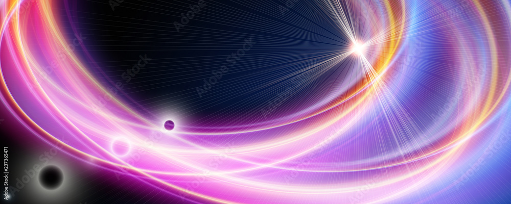 Fototapeta premium Futuristic wave panorama background design with lights