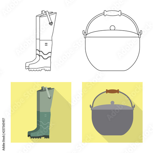 Isolated object of fish and fishing icon. Set of fish and equipment stock vector illustration.