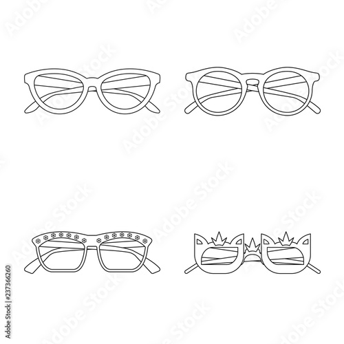 Vector design of glasses and sunglasses icon. Collection of glasses and accessory stock symbol for web.