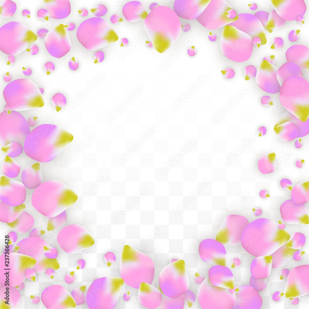Vector Realistic Pink Petals Falling on Transparent Background. Spring Romantic Flowers Illustration. Flying Petals. Sakura Spa Design. Blossom Confetti. Vector Realistic Pink Petals Falling on Transparent Background. Spring Romantic Flowers Illustration. Flying Petals. Sakura Spa Design. Blossom Confetti.