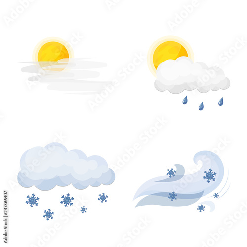 Vector illustration of weather and climate logo. Collection of weather and cloud stock symbol for web.