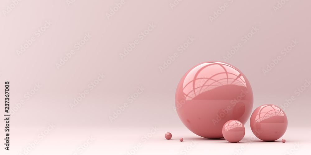 Abstraction for advertising. Pink balls on a pink background. 3d rendering illustration. - obrazy, fototapety, plakaty 