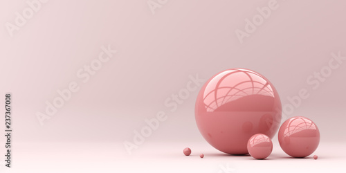 Abstraction for advertising. Pink balls on a pink background. 3d rendering illustration.