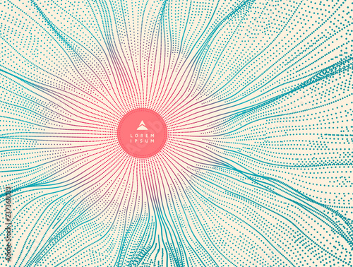Array with dynamic particles. 3d futuristic technology style. Abstract background. Vector illustration.