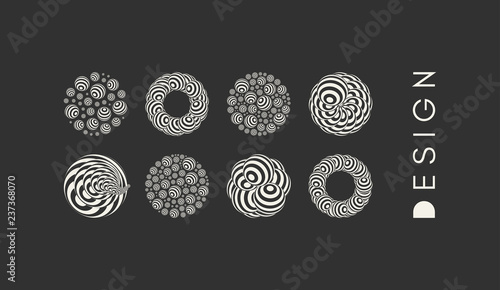 Abstract striped spheres background. Vector illustration in futuristic style.