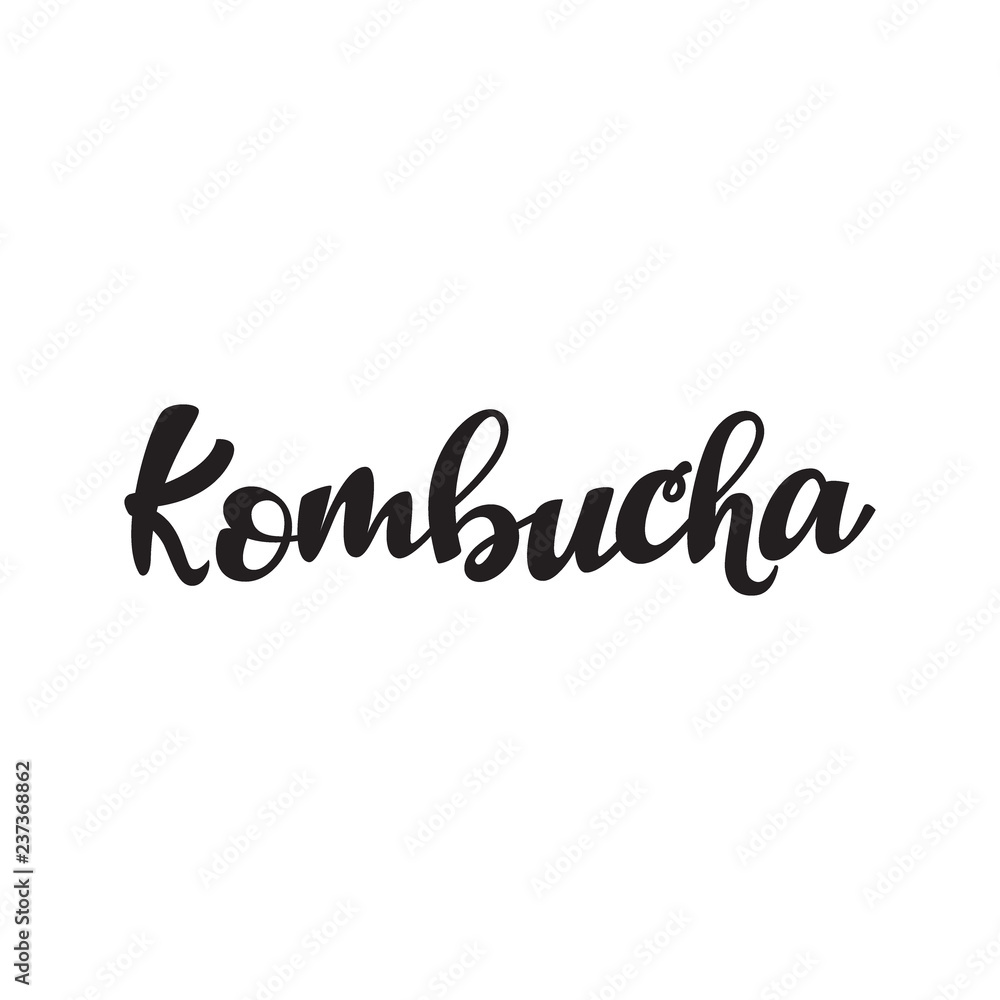 Kombucha lettering design. Vector illustration.