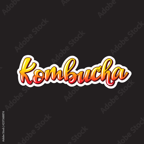Kombucha lettering sticker design. Vector illustration.