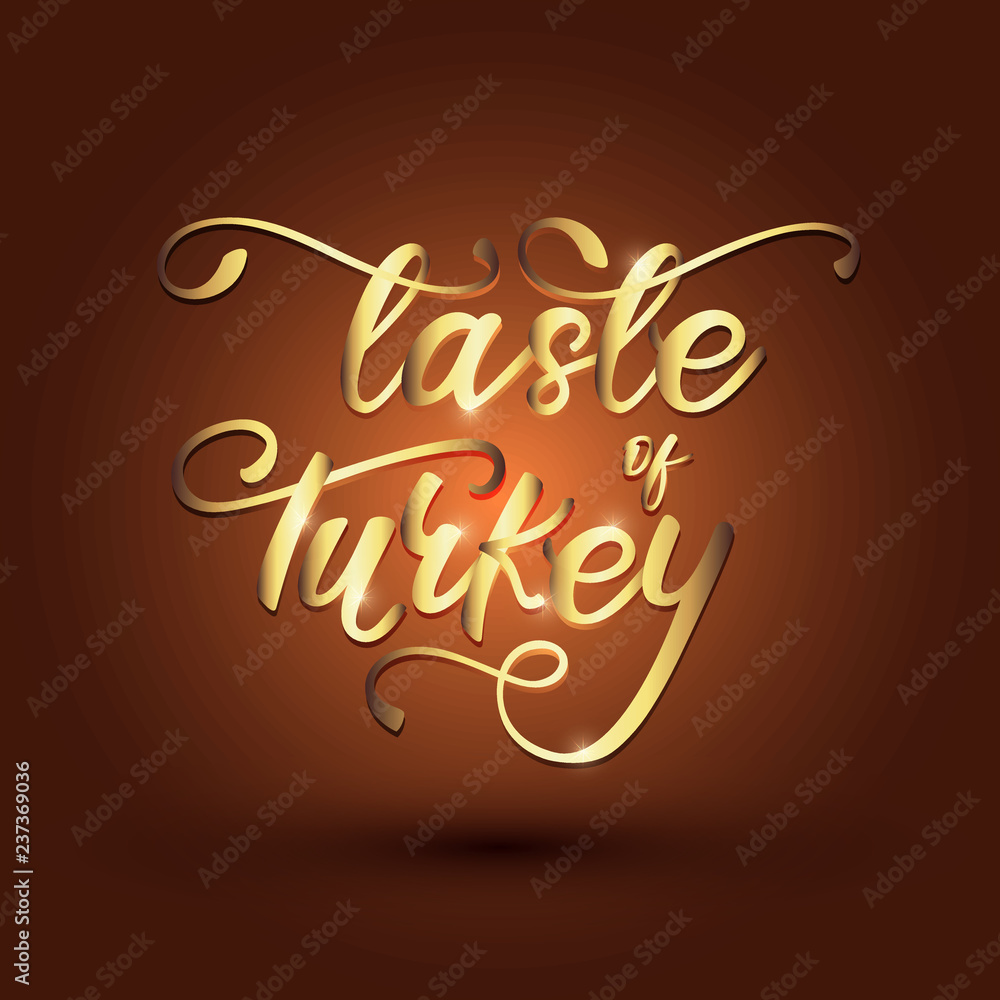 Obraz premium Taste Of Turkey lettering banner design. Vector illustration.