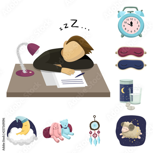 Vector illustration of dreams and night logo. Collection of dreams and bedroom vector icon for stock.