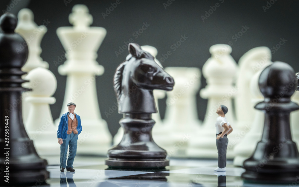 Man thumbnail within a game of chess, concept