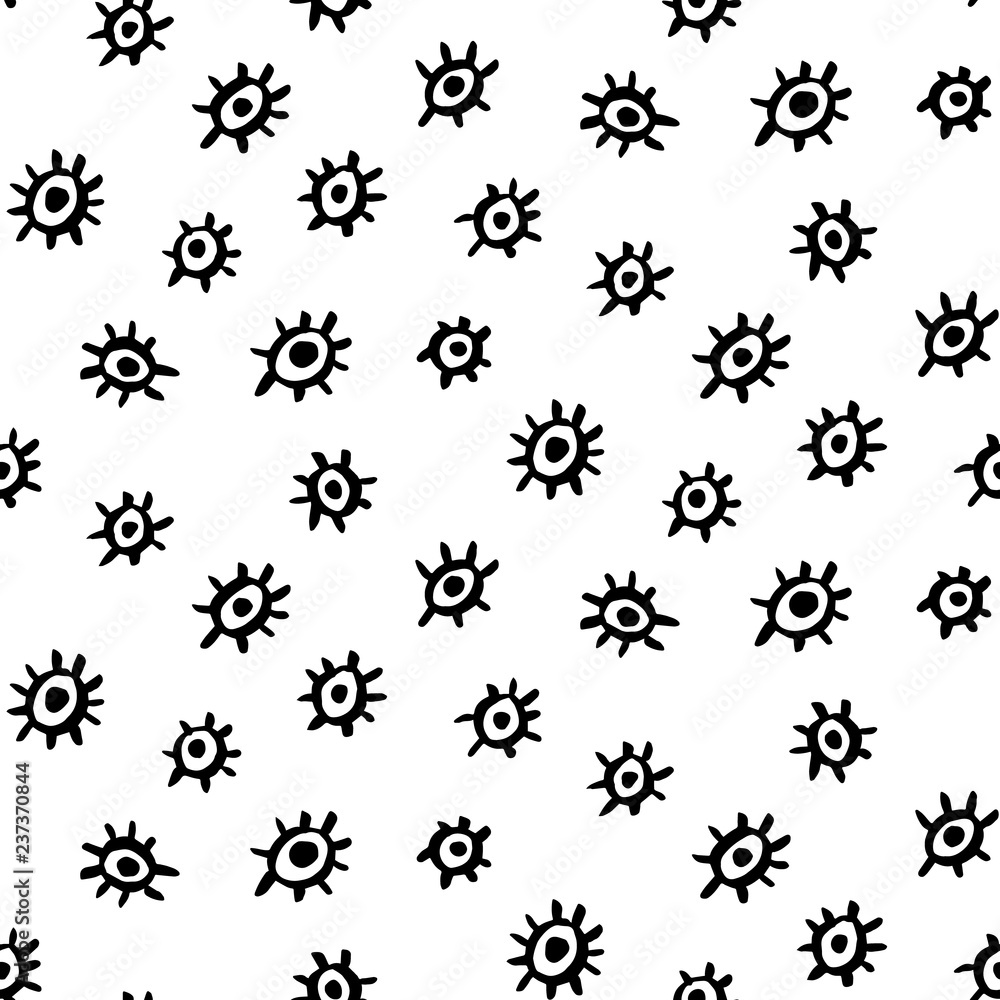 Seamless patterns set with trendy hand drawn minimal eyes shapes