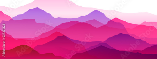 beautiful mountain landscape, abstract vector background for design, pink purple color