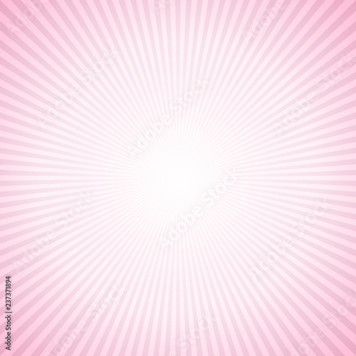 Abstract geometrical sunray background - pink retro vector graphic design from radial stripes