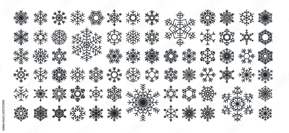 Set icons of black snowflakes over white backgrounds, vector illustration Set icons of black snowflakes over white backgrounds, vector illustration