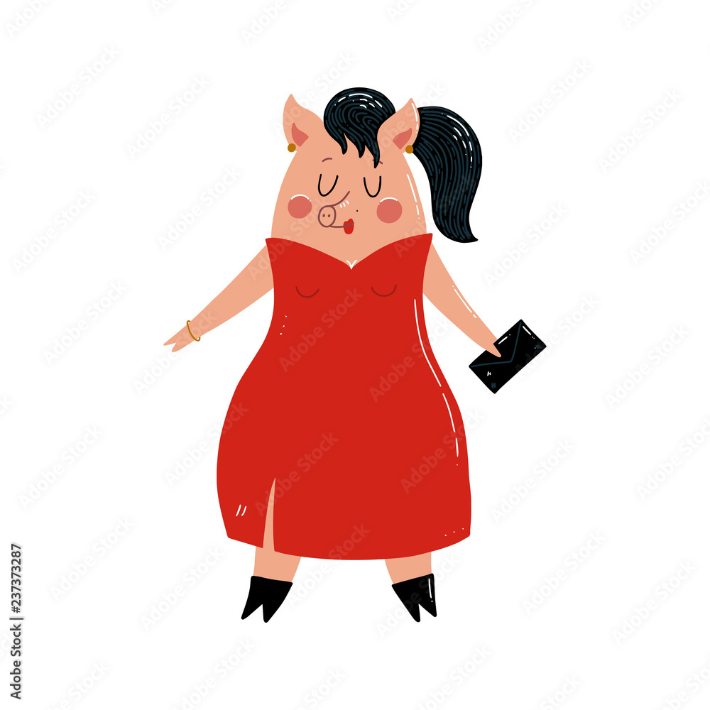 Character funny pig on isolated background Character funny pig on isolated background