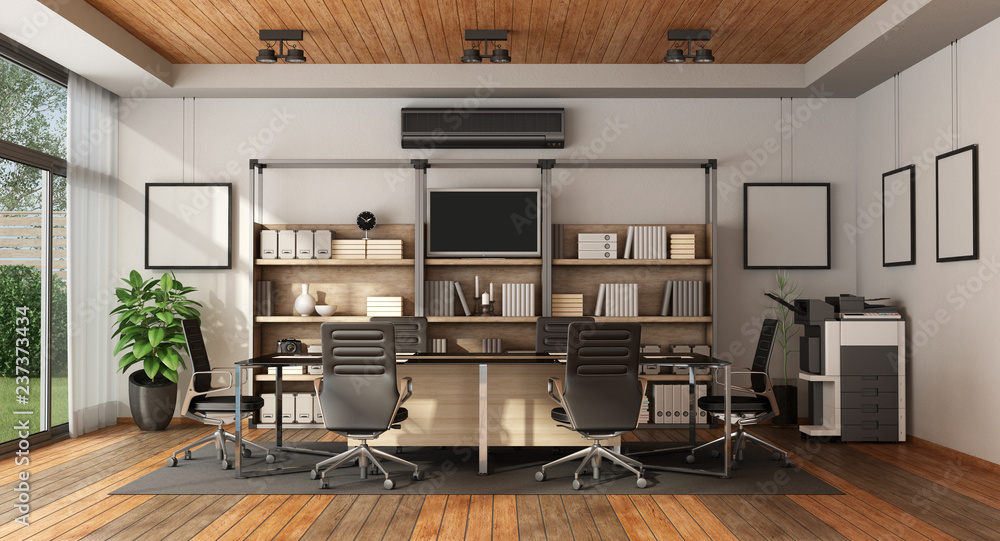 Modern boardroom with meeting table Modern boardroom with meeting table
