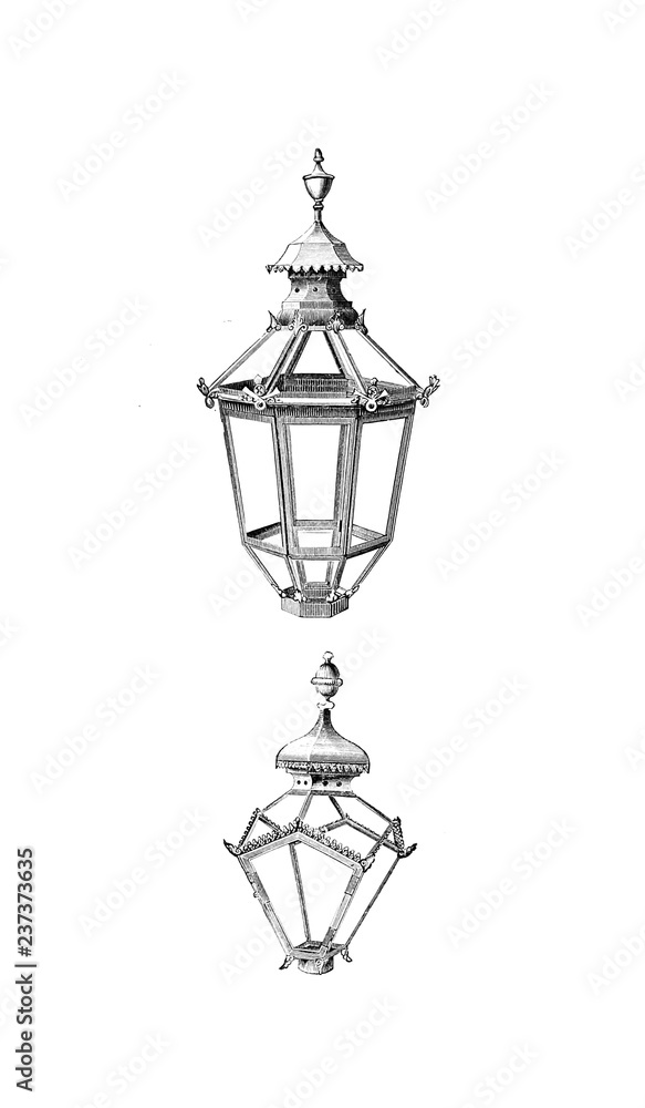 Retro illustration of a lantern