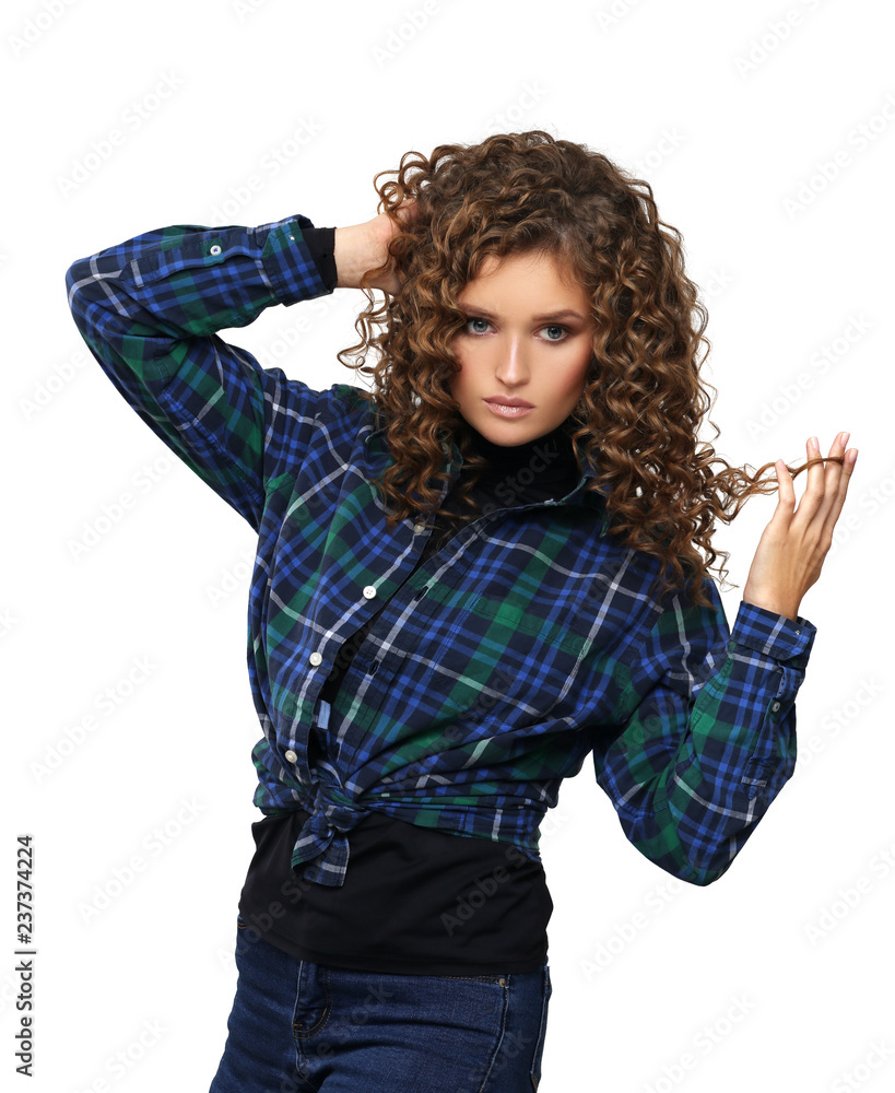 Portrait of a young blond girl with blue eyes Portrait of a young blond girl with blue eyes