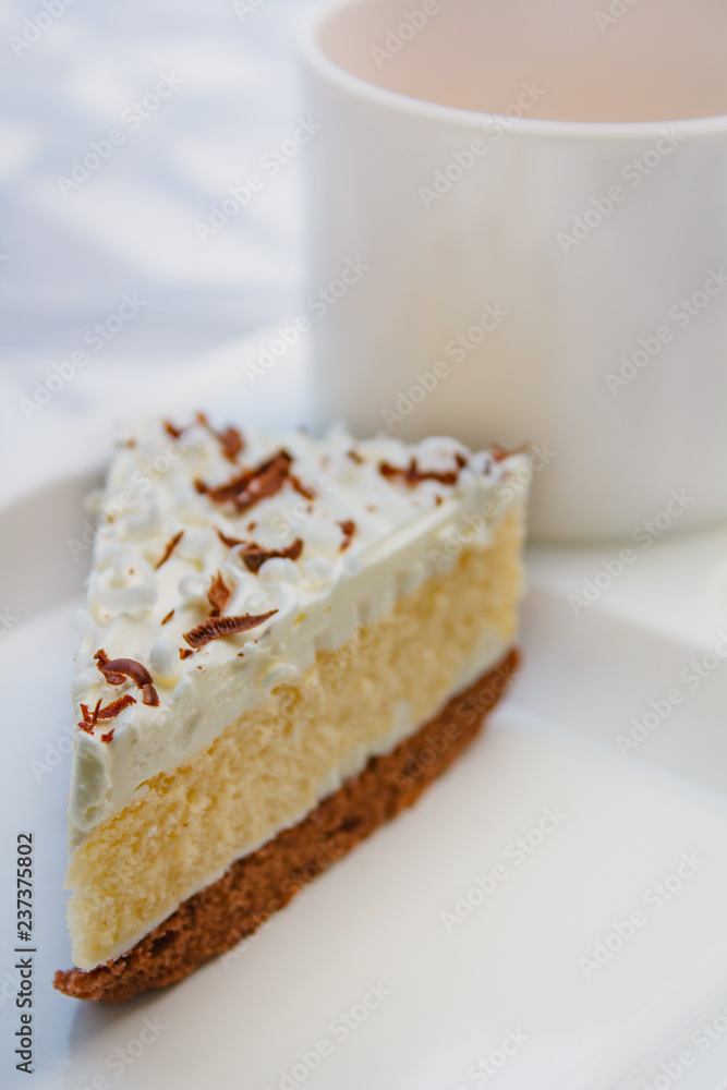 Break time concept with cake and coffee. Break time concept with cake and coffee.