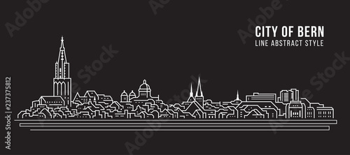Cityscape Building Line art Vector Illustration design - city of bern