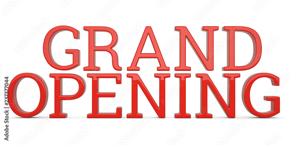 Grand opening text isolated on white background 3D illustration. Grand opening text isolated on white background 3D illustration.